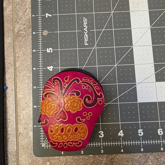 Day of the Dead Dia De Los Muertos sugar skull coin purse leather - Picture 7 of 7